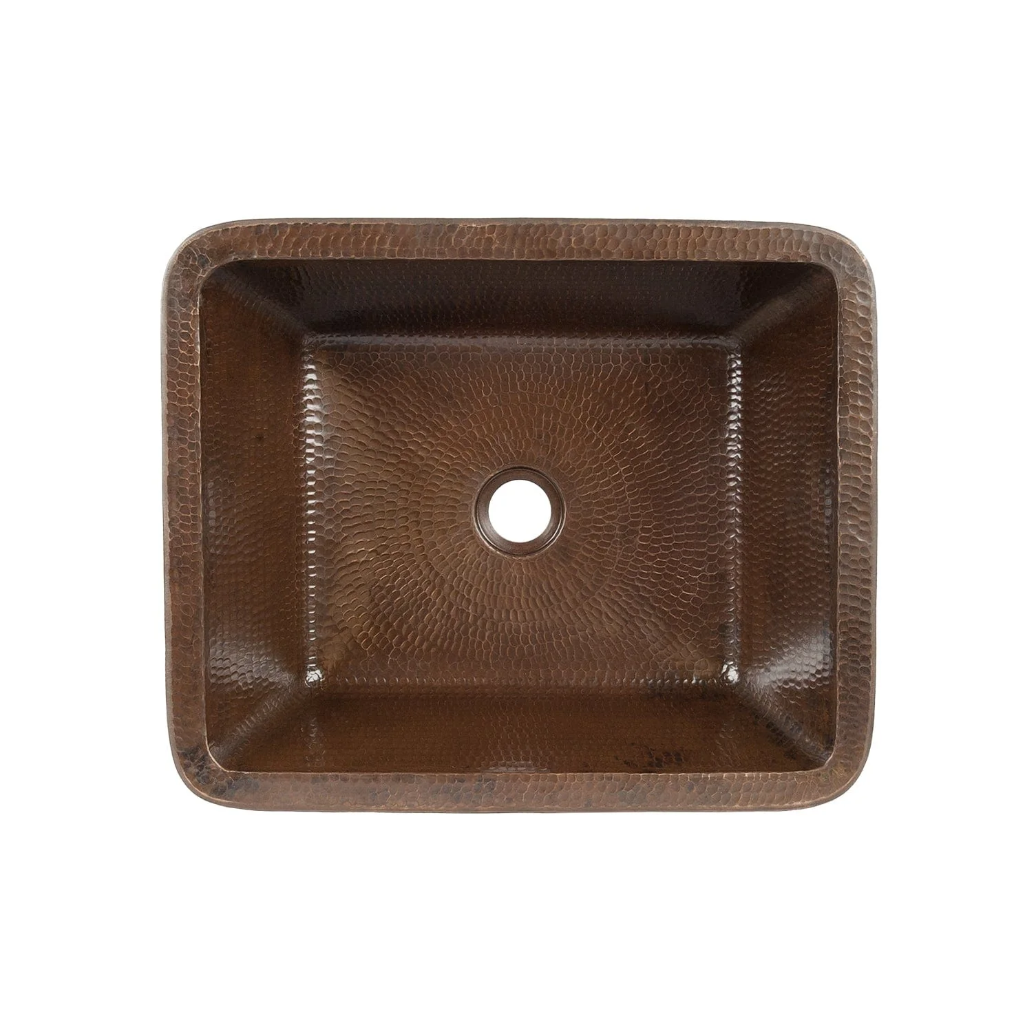 17" Rectangle Skirted Vessel Hammered Copper Sink
