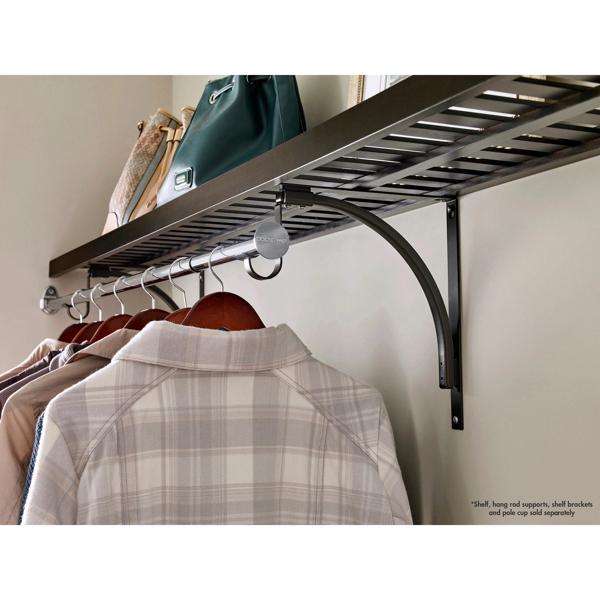 1545-premium-wood-shelf-40-72-w-hang-rod-chrome-2.webp Premium Wood Shelf 40" - 72" W Hang Rod, Chrome