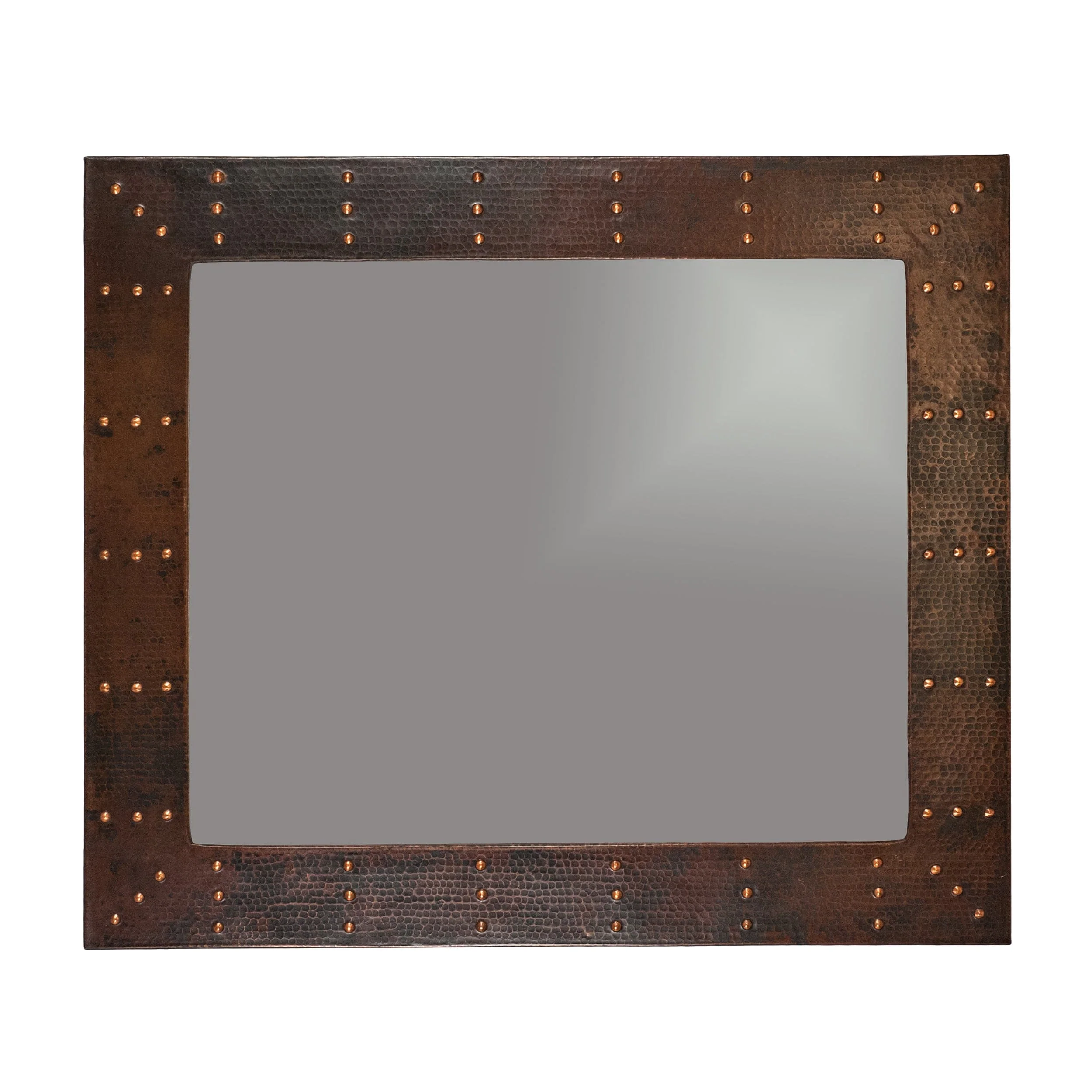 36" Hand Hammered Rectangle Mirror with Hand Forged Rivets