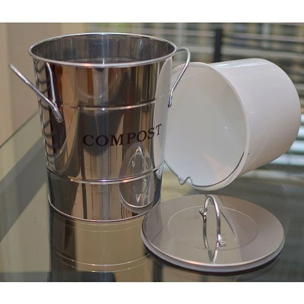 2-N-1 Kitchen Compost Bucket, Stainless Steel, Model CPBS03