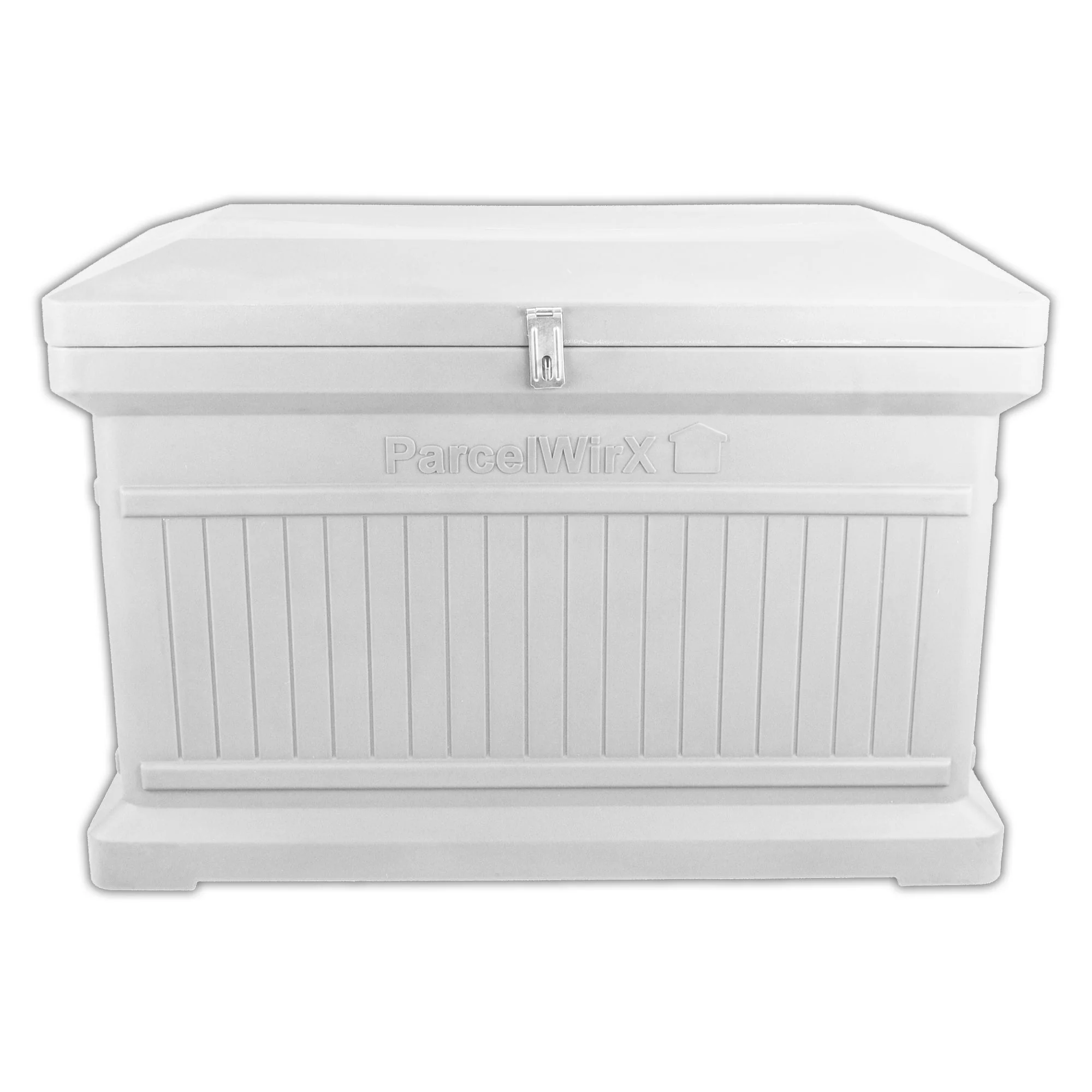 ParcelWirx Premium Horizontal Lockable Package Delivery Box with Hinged Lid Slate Gray
