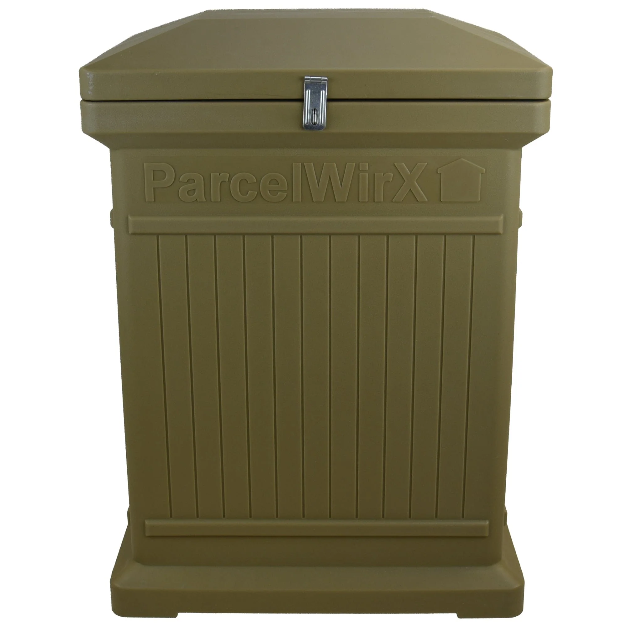 ParcelWirx Premium Vertical Lockable Package Delivery Box with Hinged Lid Oak