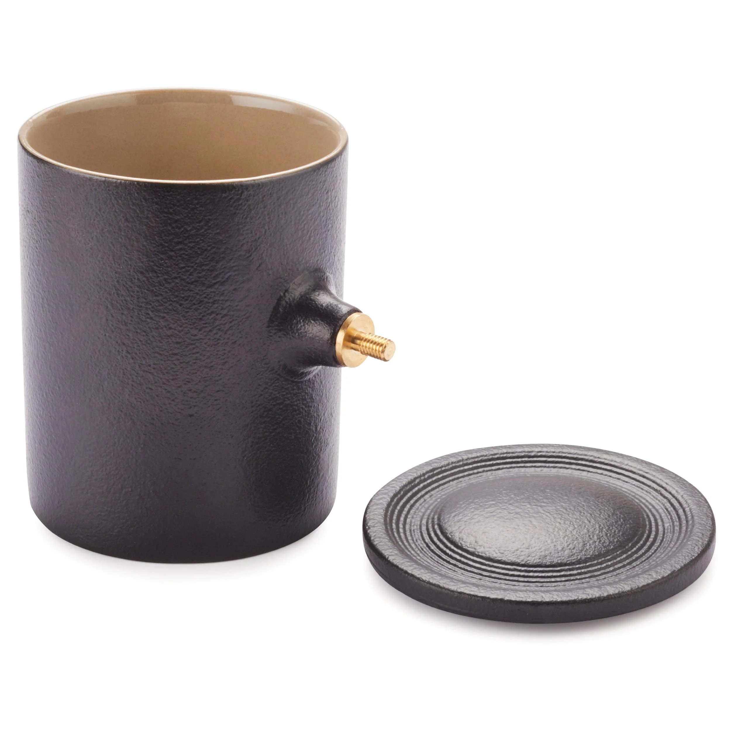 Ceramic Coffee Mug Turning Kit w/ Ceramic Lid - 12 oz - Black and Tan