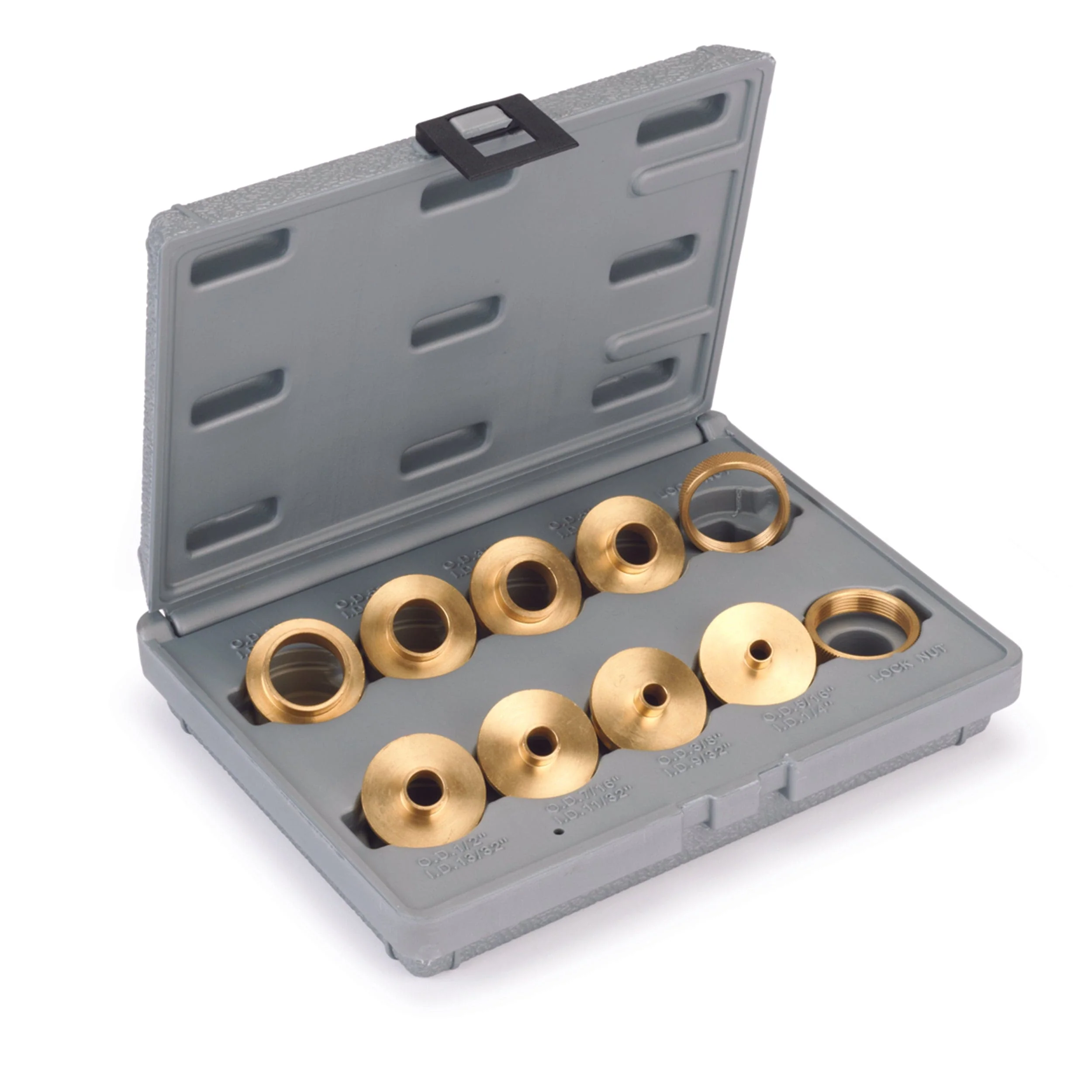 Router Bushing Set with Case - Brass - 10 Piece