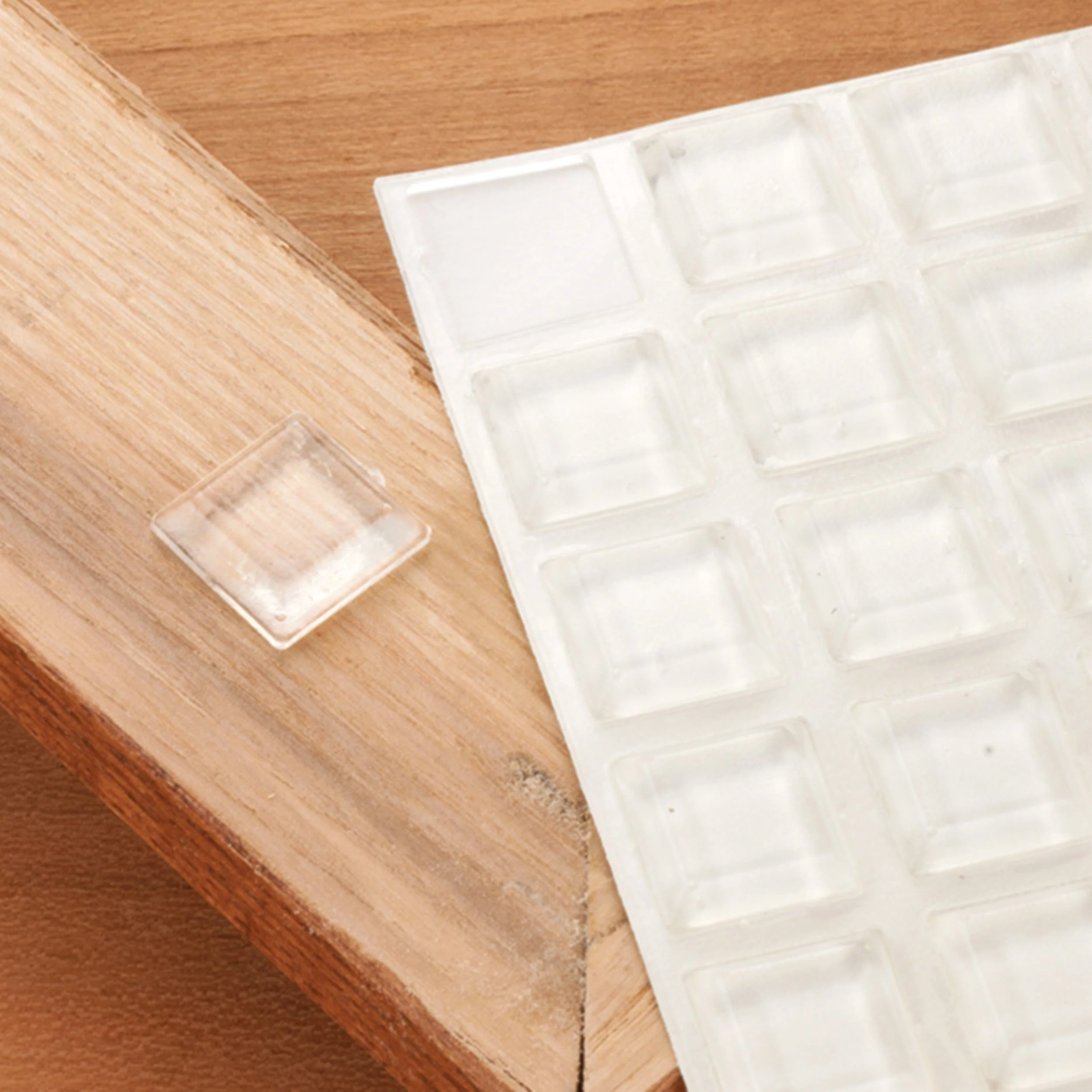 Door and Drawer Bumper - Clear - .5" Square x .120" -  25 Piece