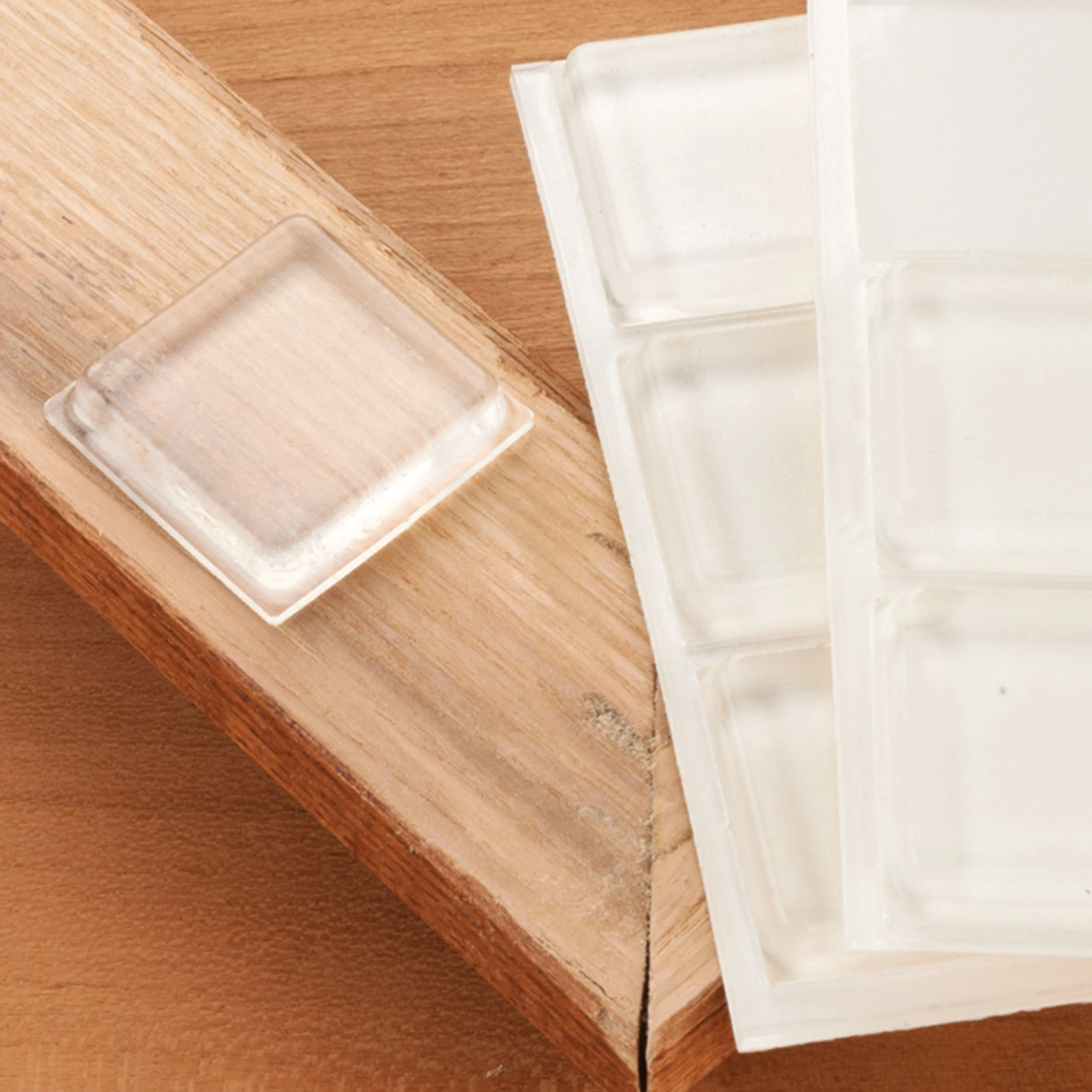 Door and Drawer Bumper - Clear - 1" Square x .180" - 10 Piece