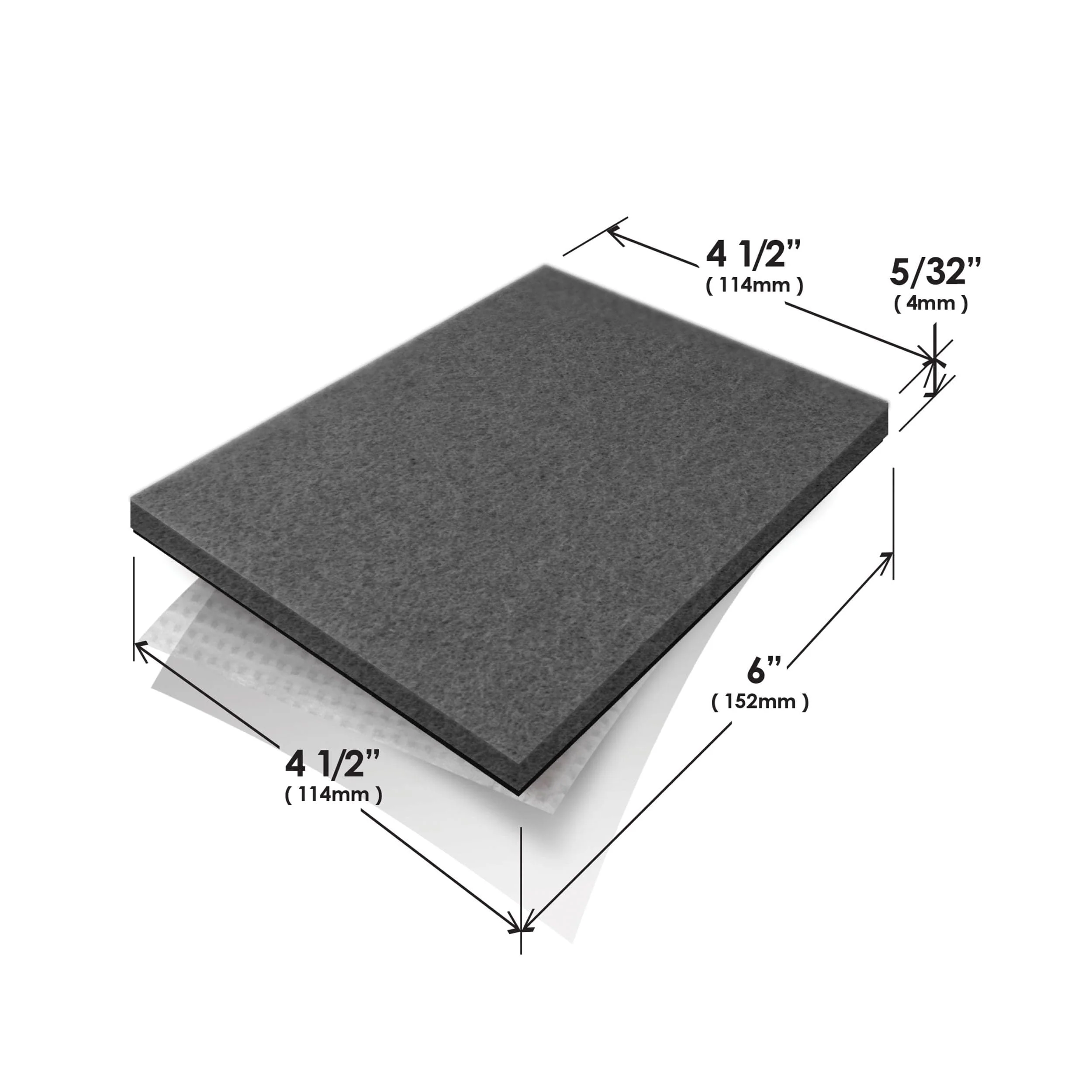 4-1/2" x 6" Heavy-Duty Self-Stick Felt Pad - Pair