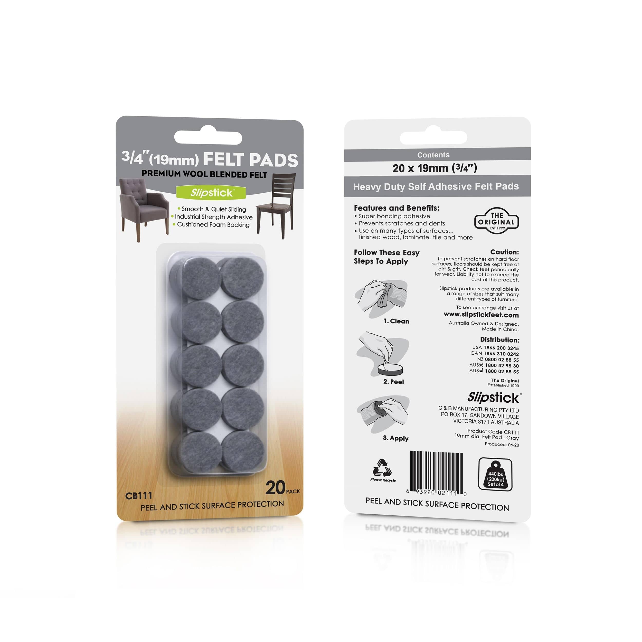 2658-heavy-duty-self-stick-felt-pads-3-4-round-20-piece-2.jpg Heavy Duty Self Stick Felt Pads - 3/4" - Round - 20 Piece