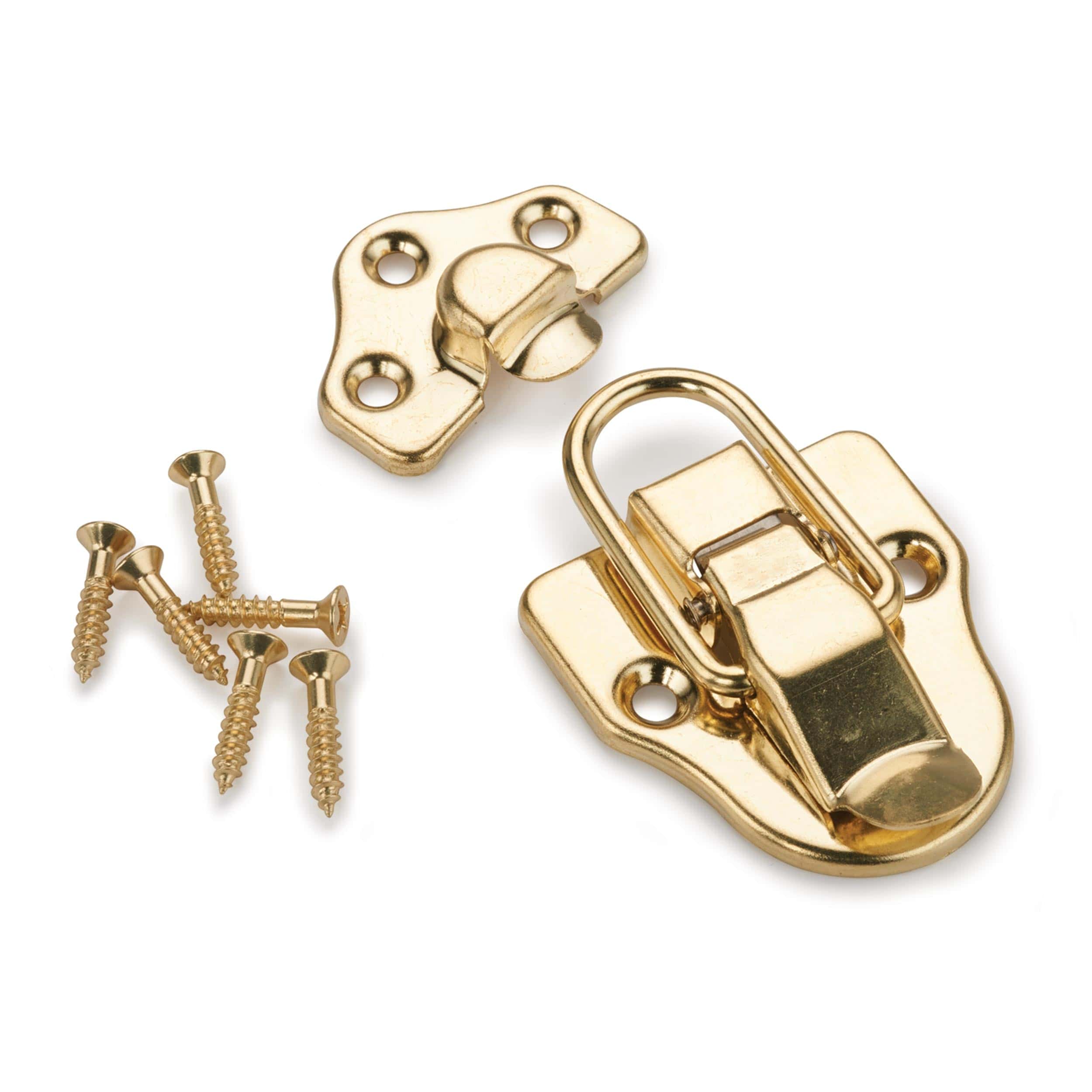 Trunk Draw Catch with Screws - Polished Brass Plated