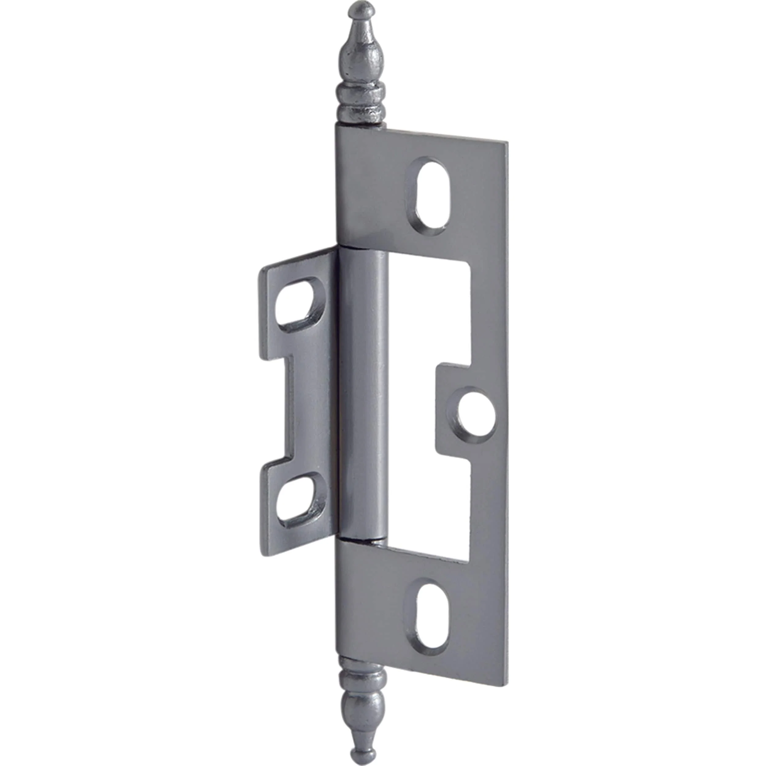Non-Mortise Butt Hinge with Finial in Satin Chrome