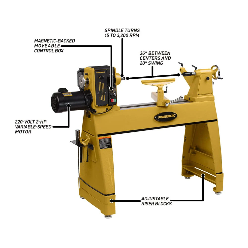 660-20-x-35-woodworking-lathe-with-6-risers-2-hp-1-ph-220v-3520c-11.webp 20" x 35" Woodworking Lathe with 6" Risers - 2 HP 1 Ph 220V - 3520C
